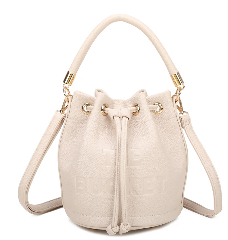 Sac seau Gallantry – Simili cuir noir grainé, anse élégante & bandoulière réglable