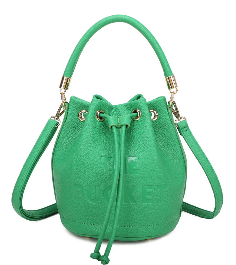 Sac seau Gallantry – Simili cuir noir grainé, anse élégante & bandoulière réglable