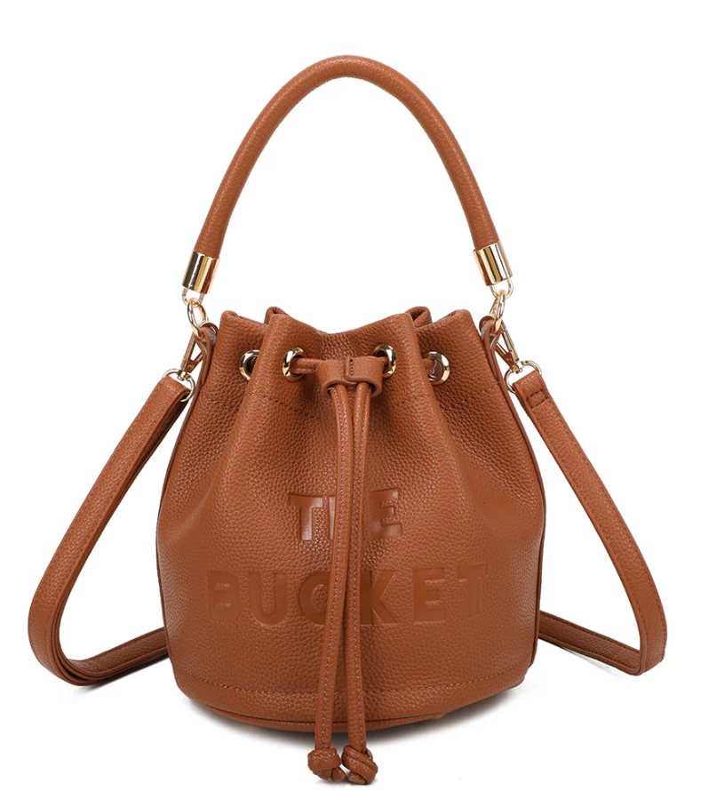 Sac seau Gallantry – Simili cuir noir grainé, anse élégante & bandoulière réglable